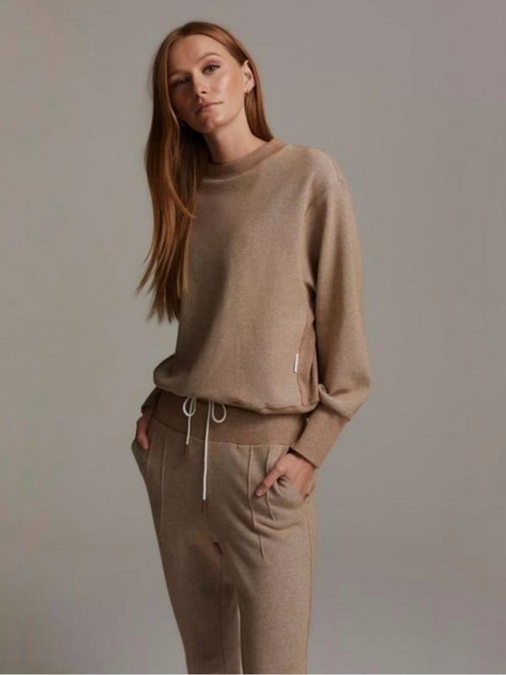 Varley Edith Ribbed Pique Cotton Blend Sweater In Biscuit Size S